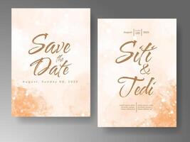 Wedding invitation with abstract watercolor background vector