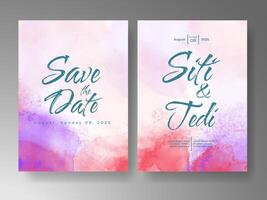 Wedding invitation with abstract watercolor background vector