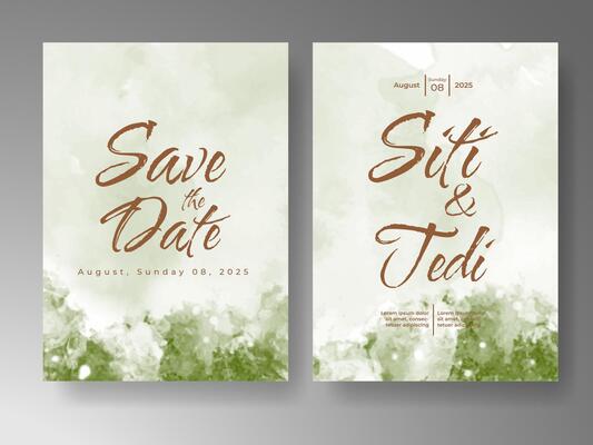 Wedding invitation with abstract watercolor background