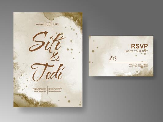 Wedding invitation with abstract watercolor background