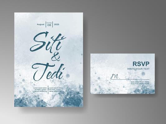Wedding invitation with abstract watercolor background