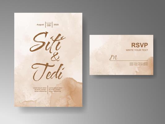 Wedding invitation with abstract watercolor background
