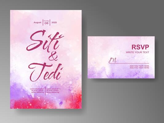 Wedding invitation with abstract watercolor background