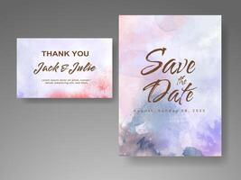 Wedding invitation with abstract watercolor background vector