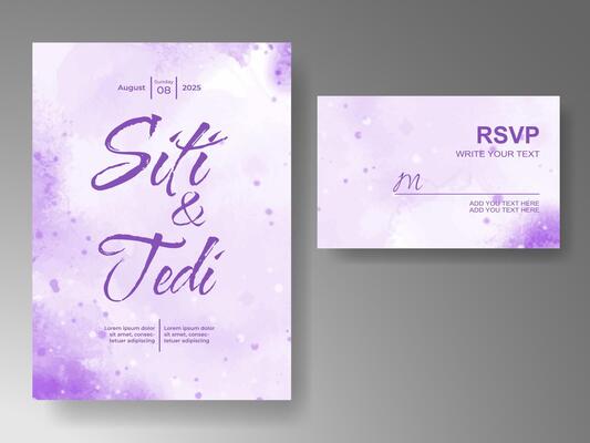 Wedding invitation with abstract watercolor background