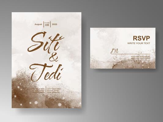 Wedding invitation with abstract watercolor background