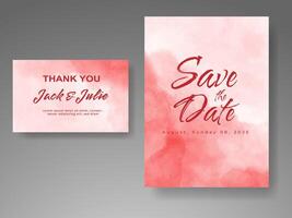 Wedding invitation with abstract watercolor background vector