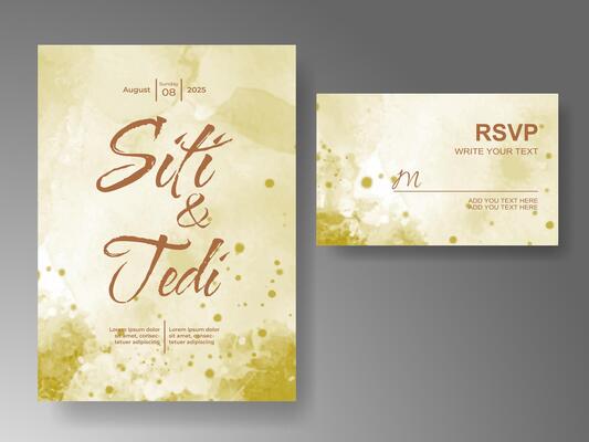 Wedding invitation with abstract watercolor background