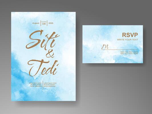 Wedding invitation with abstract watercolor background