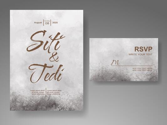 Wedding invitation with abstract watercolor background