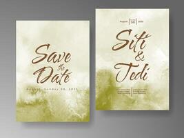 Wedding invitation with abstract watercolor background vector