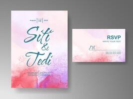 Wedding invitation with abstract watercolor background vector