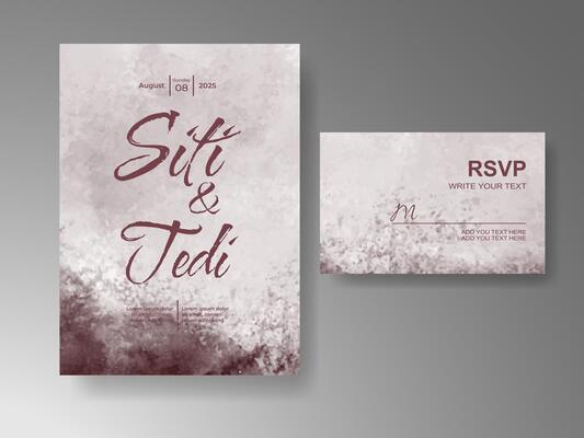 Wedding invitation with abstract watercolor background
