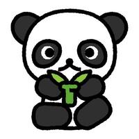 panda cartoon roughen filled outline icon vector