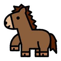 horse cartoon roughen colored line icon vector