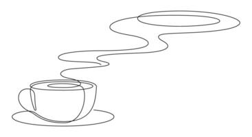 coffee cup hot steam line art continuous minimalism vector