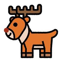 reindeer cartoon roughen colored line icon vector