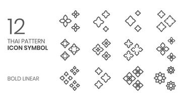 thai pattern icon symbol vector set bold linear