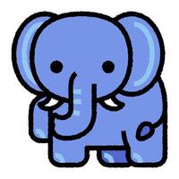 elefante dibujos animados poner áspero lleno contorno icono vector