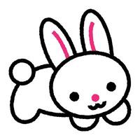 rabbit cartoon roughen filled outline icon vector