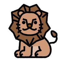 lion cartoon roughen filled outline icon vector