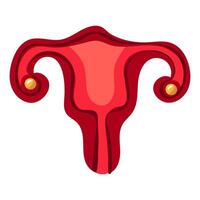 Uterus is flat style. Vector illustration of the uterus. The internal organs of a person. Vector illustration. Part of the set is menstruation. Shades of pink. Isolated image on a white background