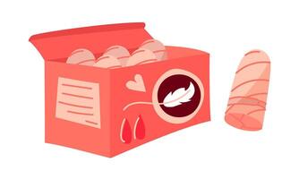 box of tampons. Cute hand-drawn menstrual tampons isolated by vector illustration. package of pink cotton tampons and an open tampon box. The doodle style describes women's intimate hygiene, menstrual