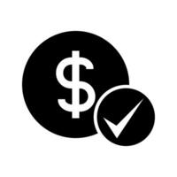 money with checkmark icon vector