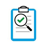 clipboard with a checkmark and magnifying glass icon vector illustration