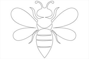 Simple illustration of honey bee shape continuous one line art bee outline vector