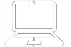 Art illustration of laptop in one line style isolated outline vector