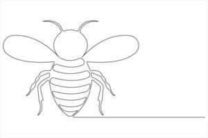 Simple illustration of honey bee shape continuous one line art bee outline vector