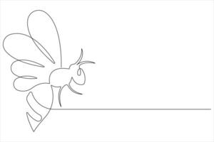 Simple illustration of honey bee shape continuous one line art bee outline vector