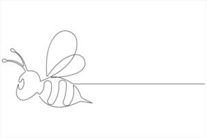 Simple illustration of honey bee shape continuous one line art bee outline vector