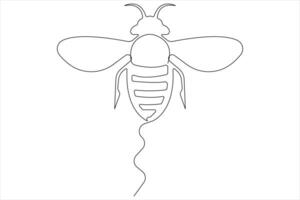 Simple illustration of honey bee shape continuous one line art bee outline vector