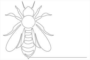 Simple illustration of honey bee shape continuous one line art bee outline vector