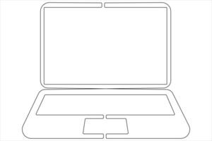 Art illustration of laptop in one line style isolated outline vector