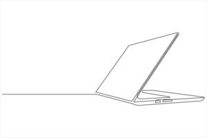 Art illustration of laptop in one line style isolated outline vector