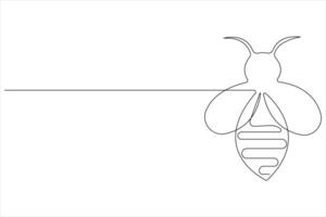 Simple illustration of honey bee shape continuous one line art bee outline vector