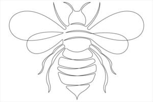 Simple illustration of honey bee shape continuous one line art bee outline vector