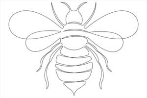 Simple illustration of honey bee shape continuous one line art bee outline vector