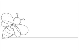 Simple illustration of honey bee shape continuous one line art bee outline vector