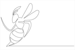 Simple illustration of honey bee shape continuous one line art bee outline vector