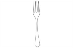 Continuous single line art drawing of food tools for fork outline vector illustration