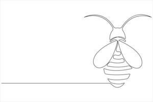 Simple illustration of honey bee shape continuous one line art bee outline vector