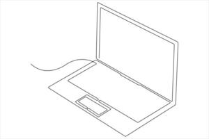 Art illustration of laptop in one line style isolated outline vector