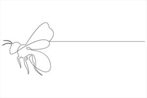 Simple illustration of honey bee shape continuous one line art bee outline vector