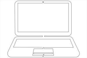 Art illustration of laptop in one line style isolated outline vector