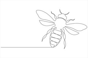 Simple illustration of honey bee shape continuous one line art bee outline vector