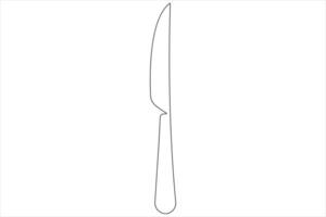 Continuous single line art drawing of food tools for knife outline vector illustration